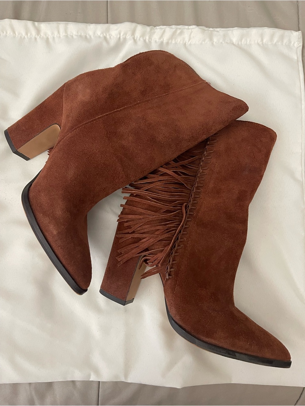 Dolce Vita Brown Suede Fringe Ankle Boots